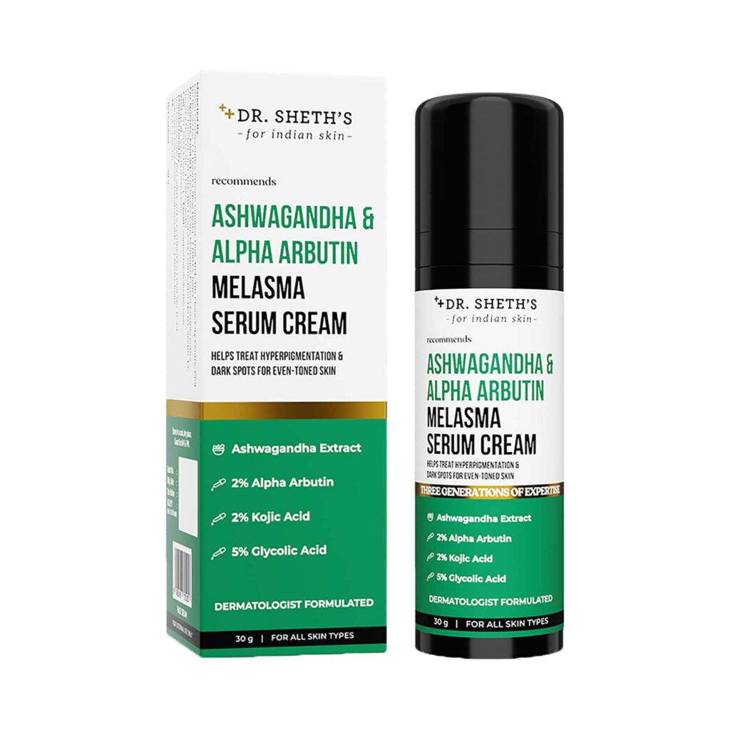 Dr. Sheth's Ashwagandha & Alpha Arbutin Melasma Serum Cream (30 g) - Dr. Sheth's
