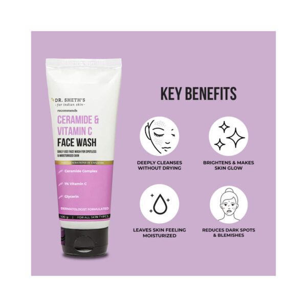 Dr. Sheth's Ceramide & Vitamin C Facewash (100g) - Dr. Sheth's