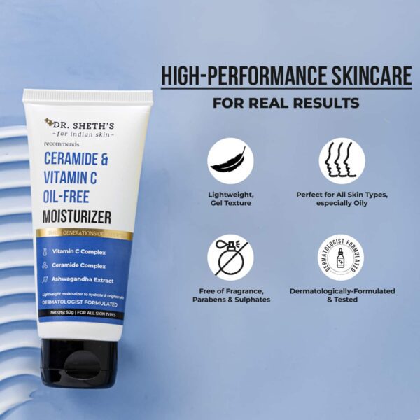 Dr. Sheth's Ceramide & Vitamin C Oil Free Moisturiser(50g) - Dr. Sheth's