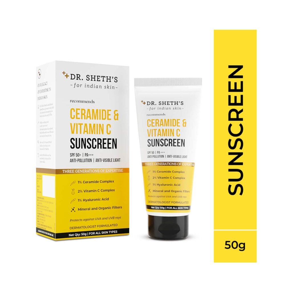 Dr. Sheth's Ceramide & Vitamin C Sunscreen SPF 50+ PA+++ (50g) - Dr. Sheth's
