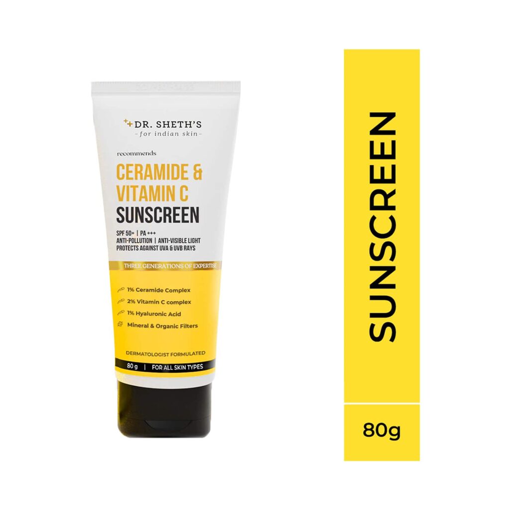 Dr. Sheth's Ceramide & Vitamin C Sunscreen SPF 50 PA+++ (80g) - Dr. Sheth's
