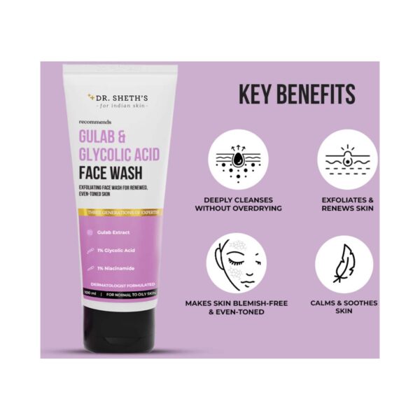 Dr. Sheth's Gulab & Glycolic Acid Face Wash (100g) - Dr. Sheth's
