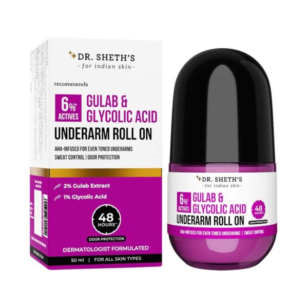 Dr. Sheth's Gulab & Glycolic Acid Underarm Roll-On for Women (50 g) - Dr. Sheth's