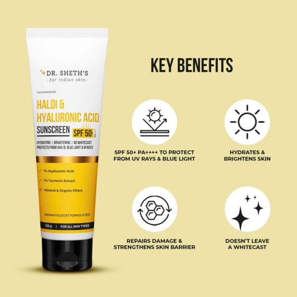 Dr. Sheth's Haldi & Hyaluronic Acid Sunscreen (125 g) - Dr. Sheth's