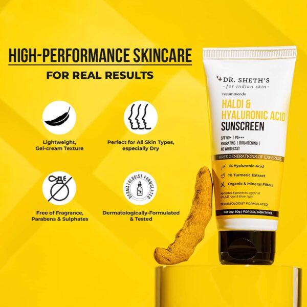 Dr. Sheth's Haldi & Hyaluronic Acid Sunscreen (50g) - Dr. Sheth's
