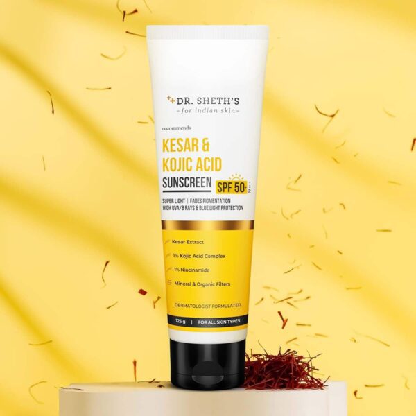 Dr. Sheth's Kesar & Kojic Acid Acid Sunscreen (125 g) - Dr. Sheth's