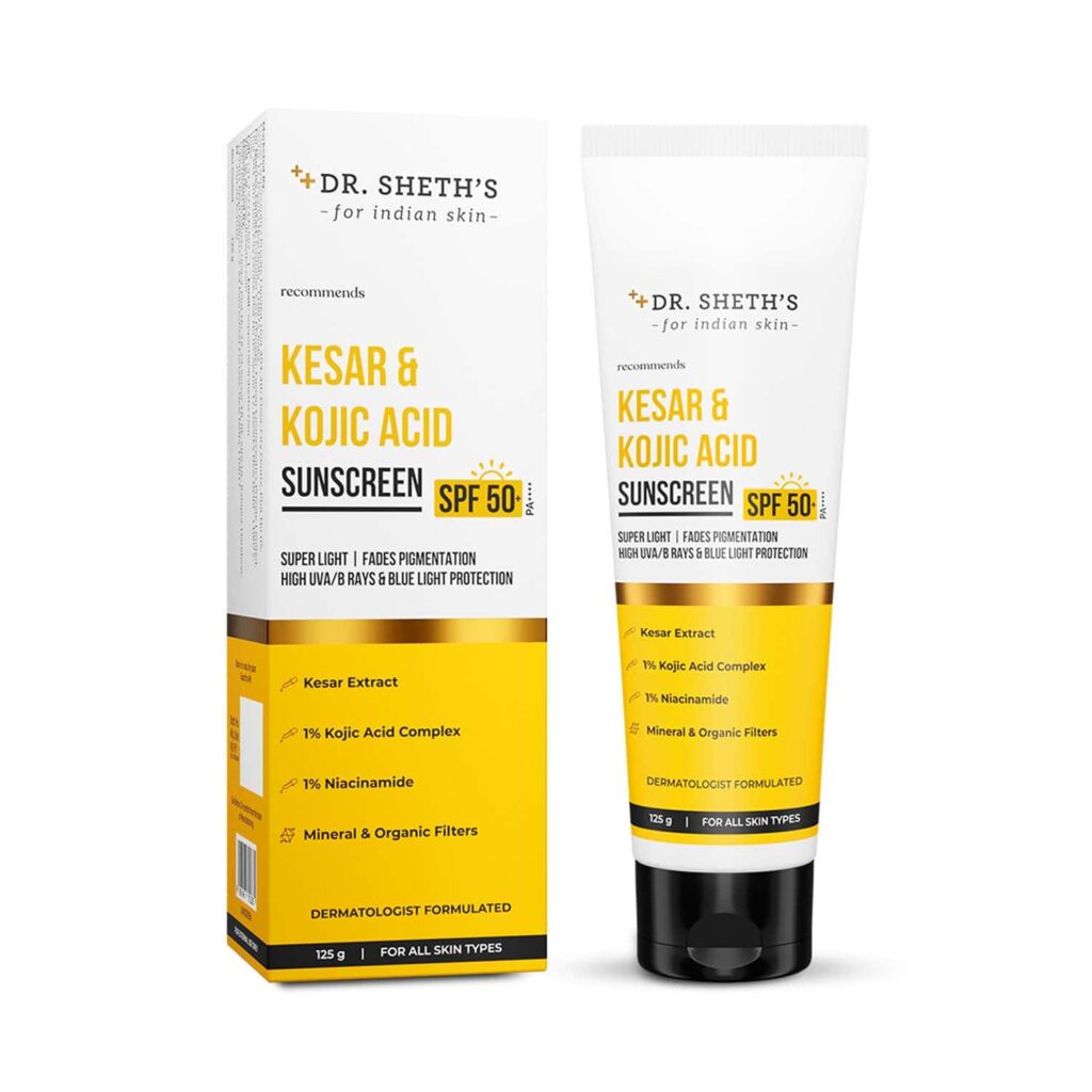 Dr. Sheth's Kesar & Kojic Acid Acid Sunscreen (125 g) - Dr. Sheth's
