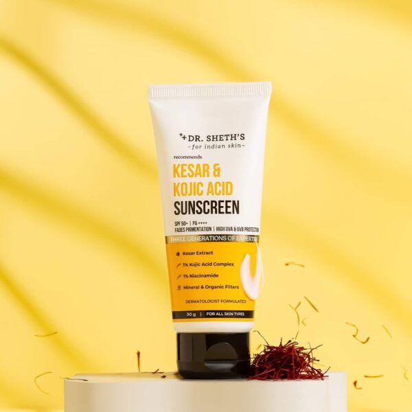 Dr. Sheth's Kesar & Kojic Acid Sunscreen SPF 50+ PA++++ (30 g) - Dr. Sheth's
