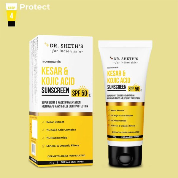 Dr. Sheth's Kesar & Kojic Acid Sunscreen SPF 50+ PA++++ (30 g) - Dr. Sheth's