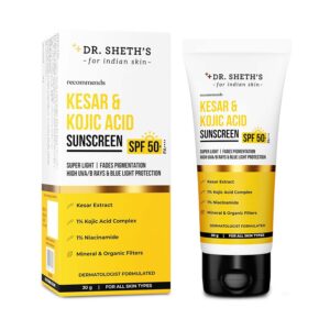 Dr. Sheth's Kesar & Kojic Acid Sunscreen SPF 50+ PA++++ (30 g) - Dr. Sheth's