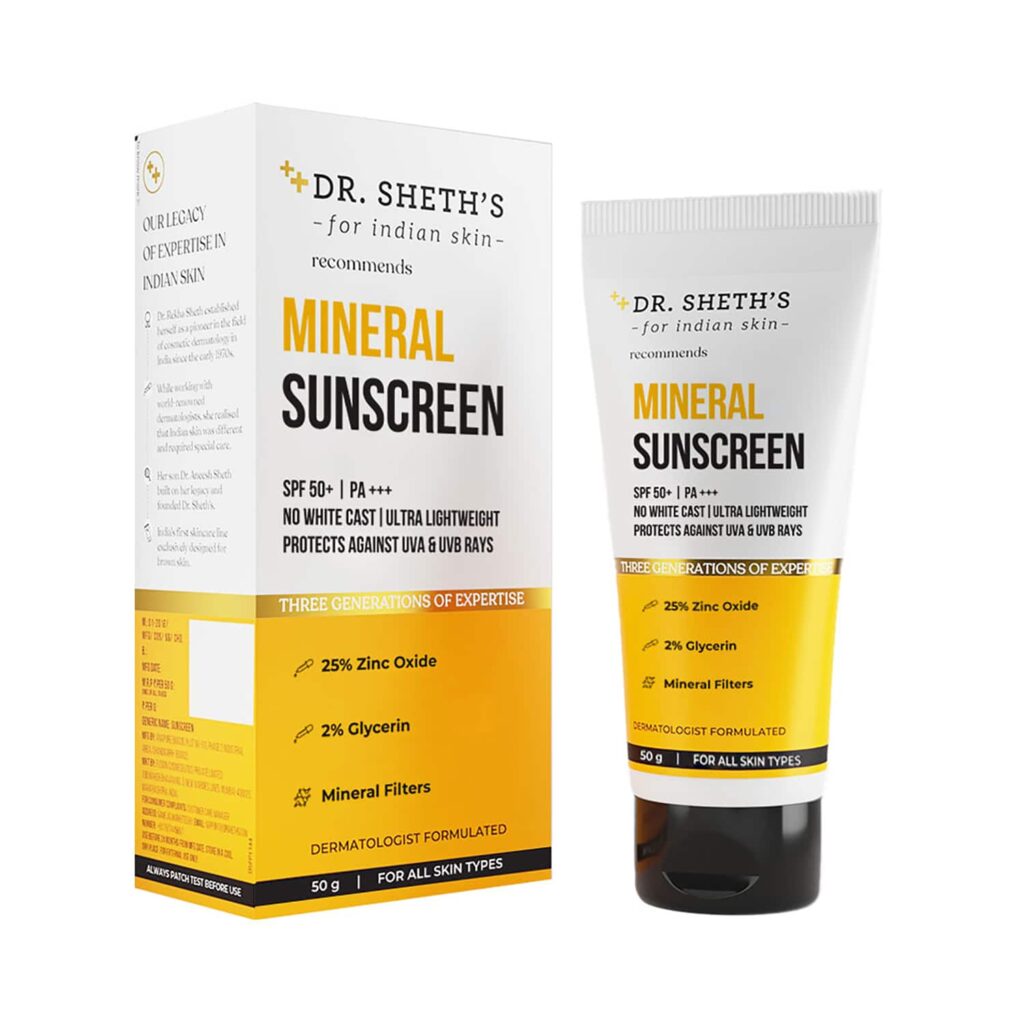 Dr. Sheth's Mineral Sunscreen SPF 50 PA+++ (50g) - Dr. Sheth's