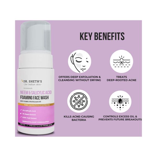 Dr. Sheth's Neem & Salicylic Acid Foaming Facewash (100ml) - Dr. Sheth's