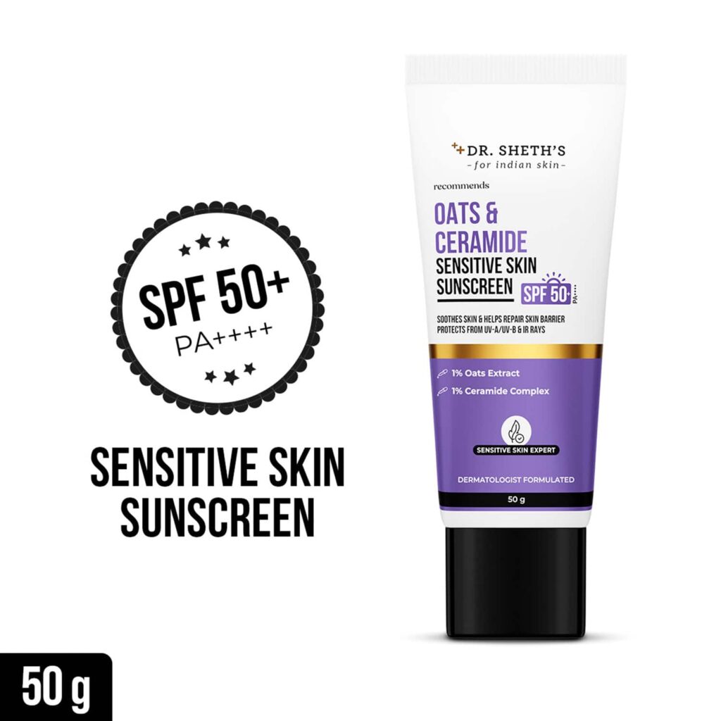 Dr. Sheth's Oat & Ceramide Sensitive Skin Sunscreen SPF 50+ PA++++ (50 g) - Dr. Sheth's