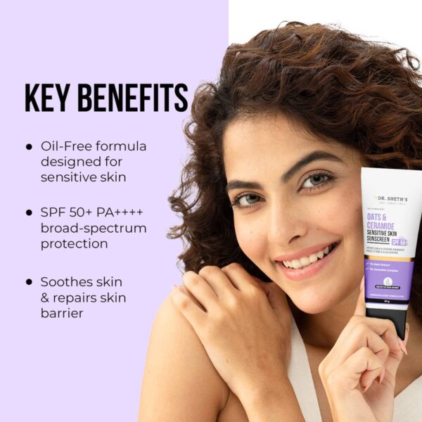 Dr. Sheth's Oat & Ceramide Sensitive Skin Sunscreen SPF 50+ PA++++ (50 g) - Dr. Sheth's