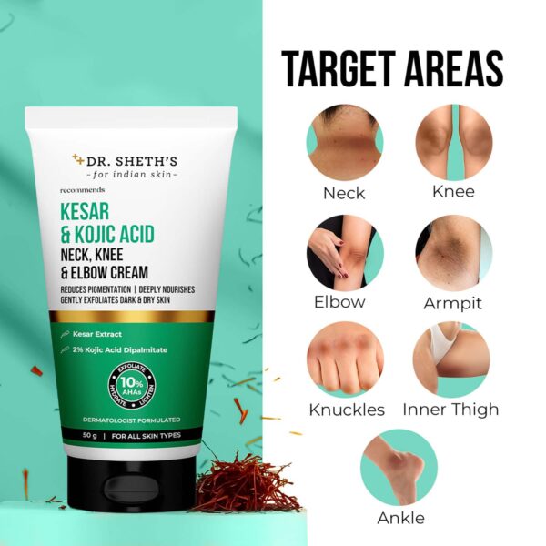 Dr.Sheth's Kesar & kojic Acid Neck, Knee & Elbow (50 g) - Dr. Sheth's