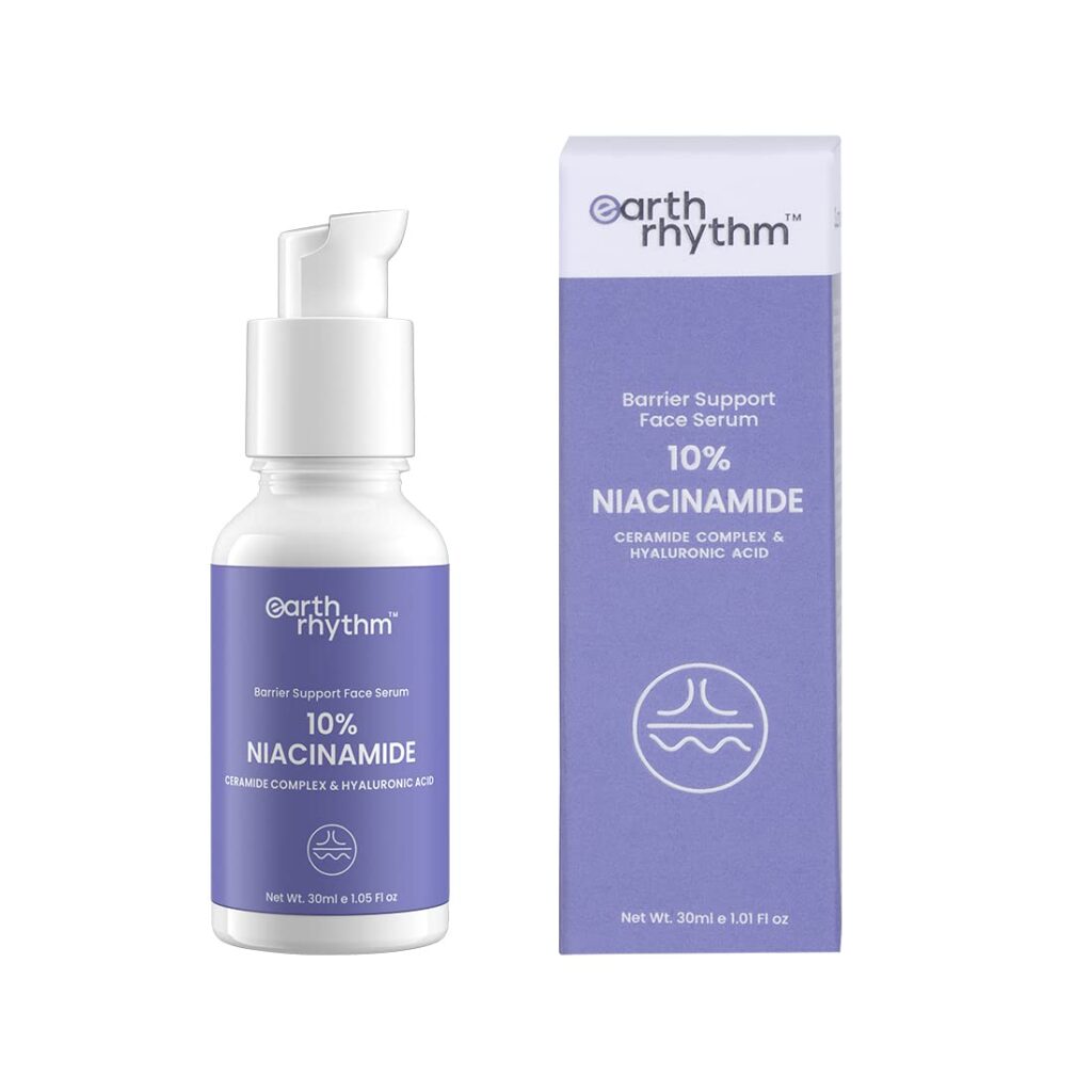 Earth Rhythm 10% Niacinamide Face Serum with Hyaluronic Acid | For Acne Prone, Oily & Sensitive Skin | Evens Out Skin Tone, Improves Texture, Plumps & Hydrates Skin | Men &...