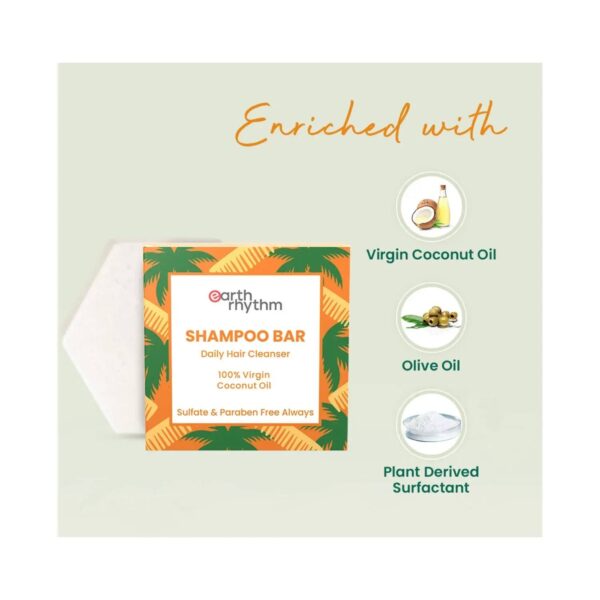 Earth Rhythm 100% Virgin Coconut Oil Shampoo Bar (80g) - Earth Rhythm