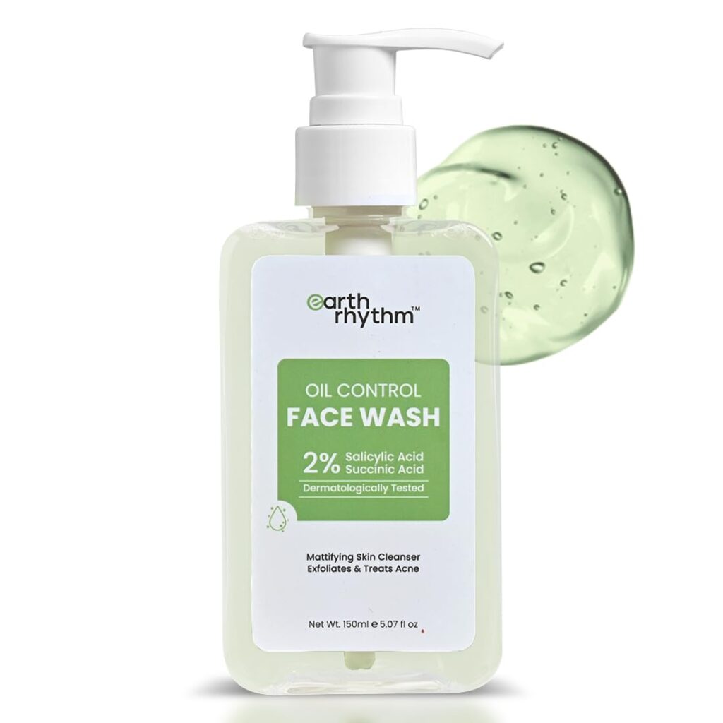 Earth Rhythm 2% Salicylic Acid Face wash for Oily and Acne Prone Skin, Anti Acne Face Cleanser | Men & Women - 150ml