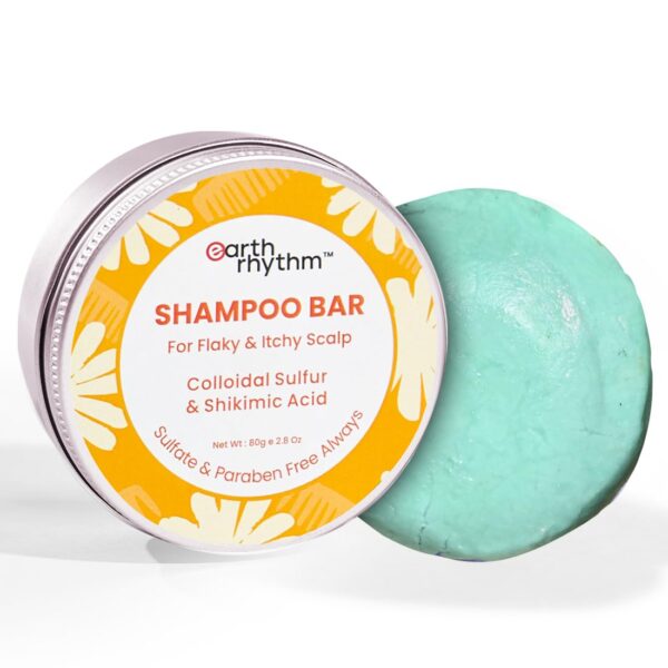 Earth Rhythm Anti-Dandruff Shampoo Bar for Itchy & Flaky Scalp | Men & Women | Contains Arnica Peppermint & Menthol Extracts | Sulphate & Paraben Free - 80 g (Tin)