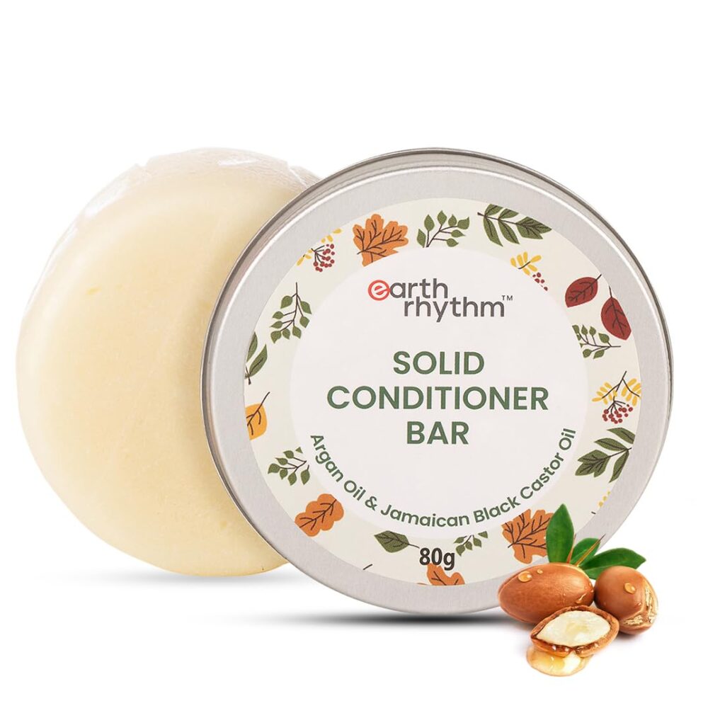 Earth Rhythm Argan Conditioner Bar, | Deep Conditions Hair, Balance Scalp pH levels, Prevent Dryness, Boost Shine, Certified Natural, Plastic Free - 80g