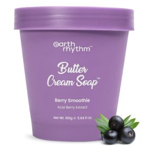 Earth Rhythm Berry Smoothie Butter Cream Soap | Body Wash | Cleanse, Moisturizes Skin, Make Skin Soft & Supple | Shea Butter, Acai Berry | Men & Women - 160g