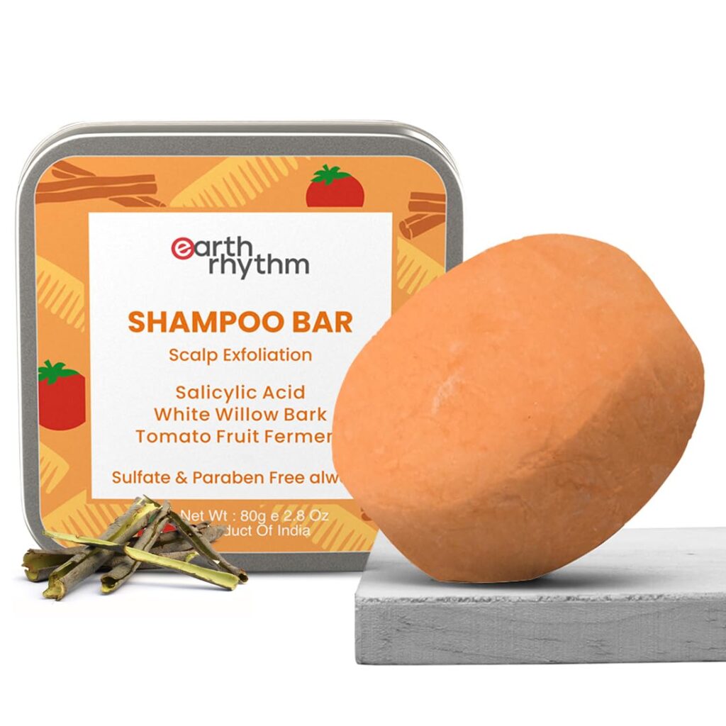 Earth Rhythm Exfoliating Shampoo Bar with 2% Salicylic Acid & Tomato Ferment (Tin Packaging) - 80 gm