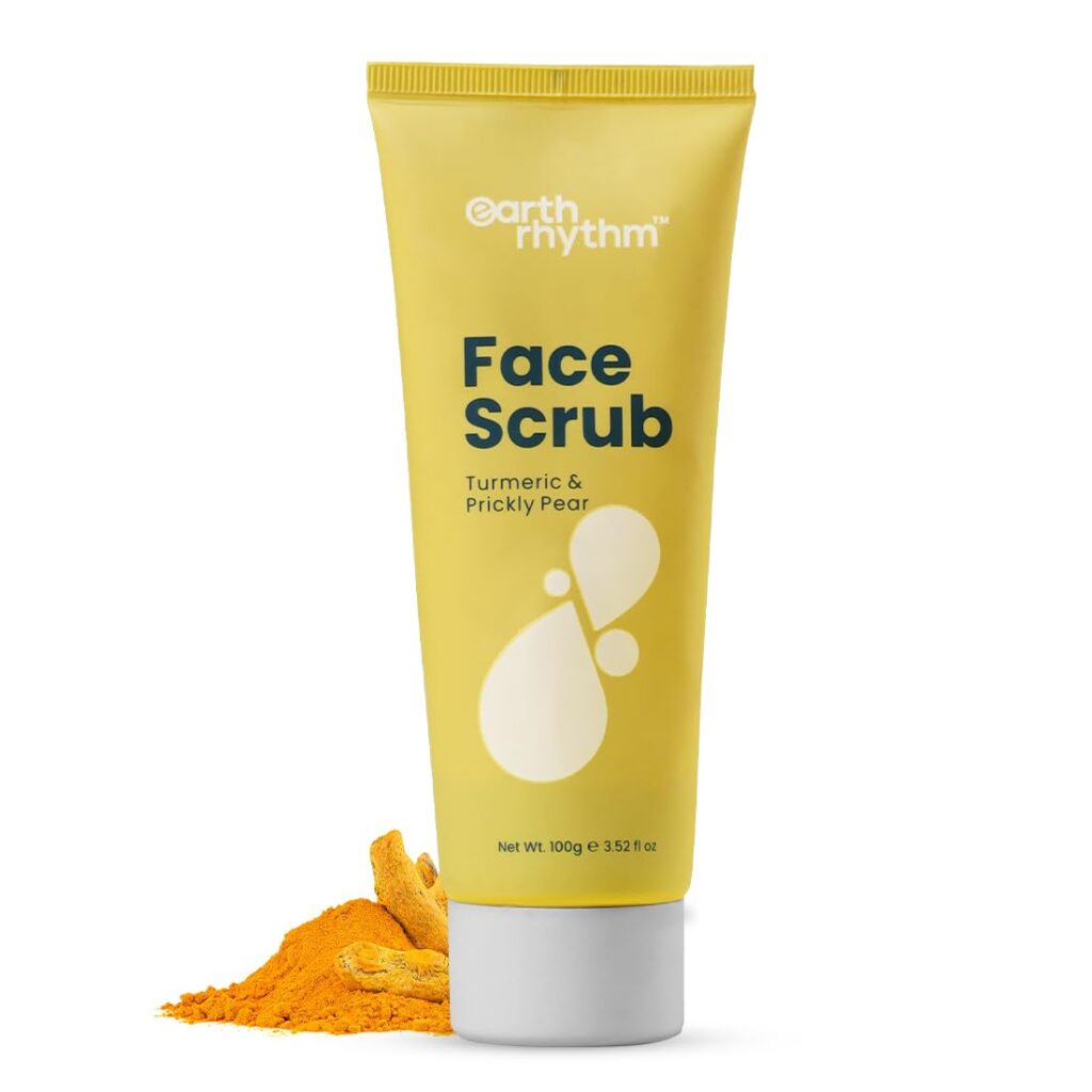 Earth Rhythm Face Scrub with Turmeric & Prickly Pear | Detoxify, Removes Grime, Unclogs Pores, Brighten Skin - 100gm