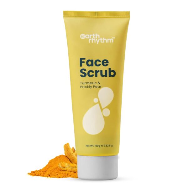 Earth Rhythm Face Scrub with Turmeric & Prickly Pear | Detoxify, Removes Grime, Unclogs Pores, Brighten Skin - 100gm