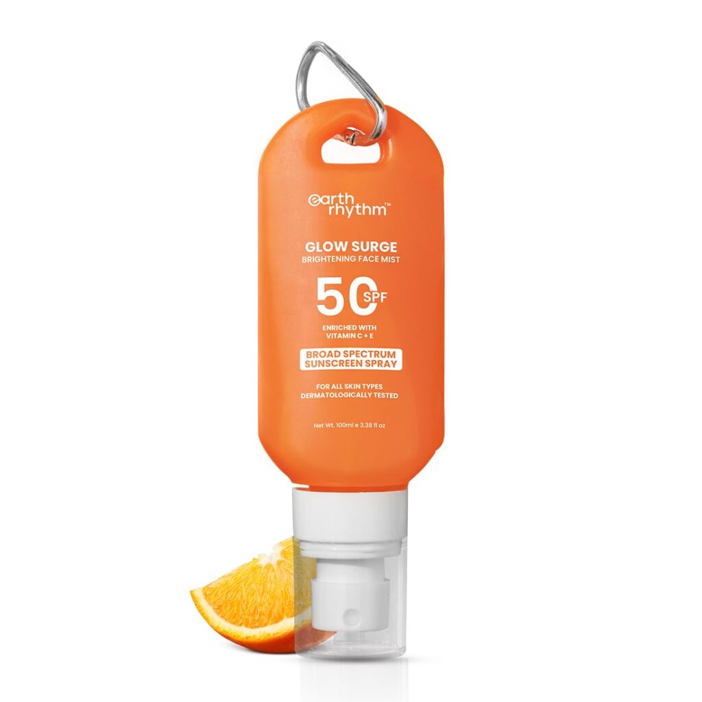 Earth Rhythm Glow Surge Sunscreen Spray SPF 50, Broad Spectrum, Lightweight Brightening Sunscreen for UVA Protection, For all skin types - 100ml