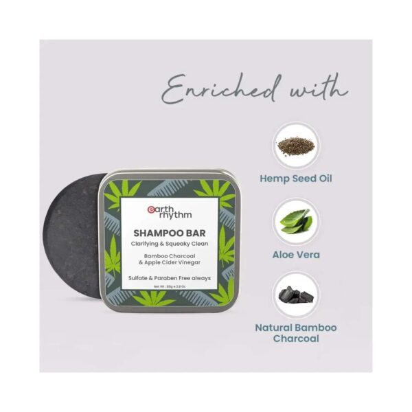 Earth Rhythm Hemp & Charcoal Shampoo Bar (80g) - Earth Rhythm