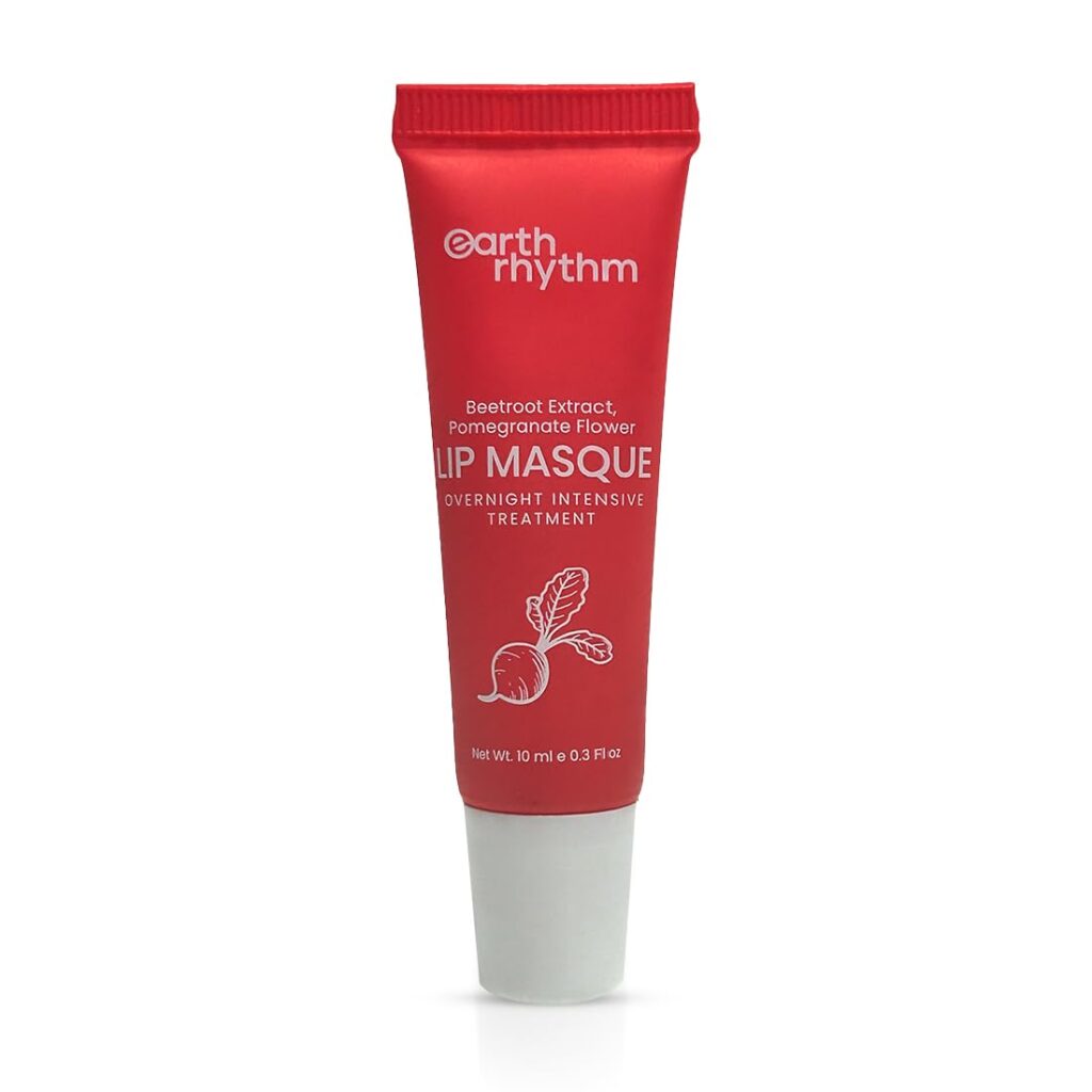 Earth Rhythm Lip Mask with Goodness of Pomegranate & Jojoba Oil, Nourishes, Smoothens, Plumps & Hydrates Dry Chapped Lips, Women & Girls, Paraben & Chemical Free, 10ml