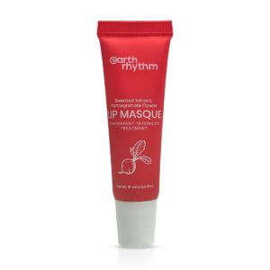 Earth Rhythm Lip Mask with Goodness of Pomegranate & Jojoba Oil, Nourishes, Smoothens, Plumps & Hydrates Dry Chapped Lips, Women & Girls, Paraben & Chemical Free, 10ml