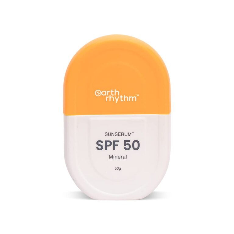 Earth Rhythm Mineral Sunscreen Serum SPF 50 with Zinc Oxide & Vitamin E | Light and non-greasy Texture | Face serum with SPF 50, Sunserum| All skin types | Unisex – 50g