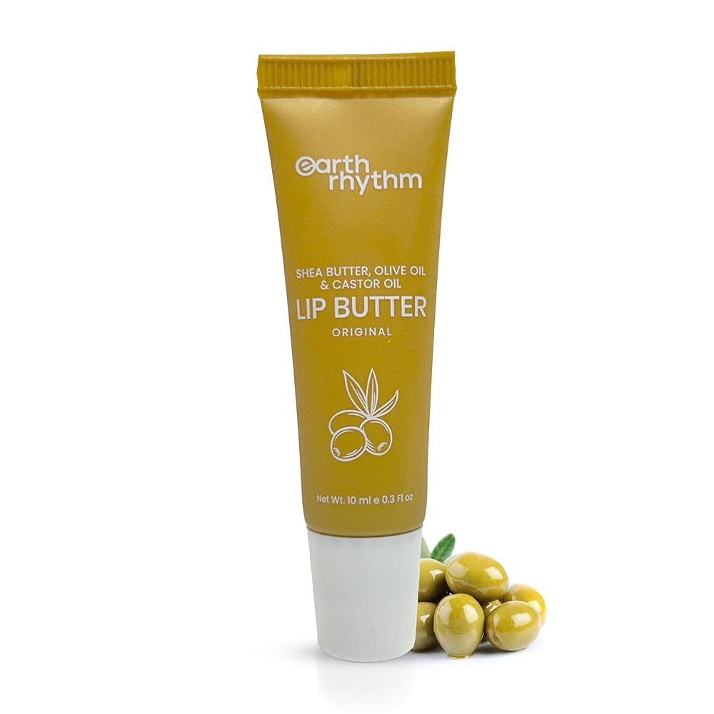 Earth Rhythm Organic Shea Oilve Lip Butter Balm, Travel Size, Moisturize, Nourish, Cracked Lips Repair, Unscented Moisturizing Formula - 10ml, Multicolour