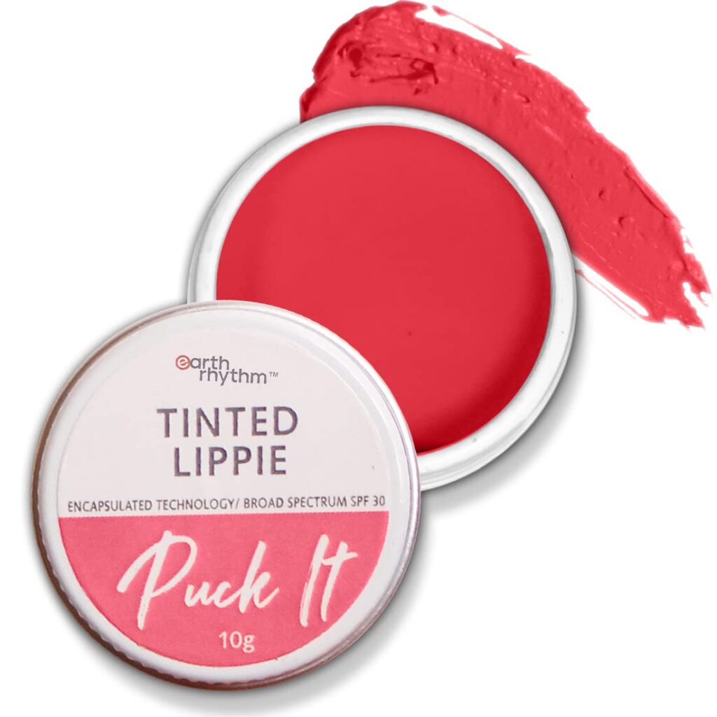 Earth Rhythm Tinted Lippies with SPF 30 - Rose Bud, Lip & Cheek Tint, Blush for Women Enriched with Shea Butter & Almond Oil, Chemical & Paraben free - 10g