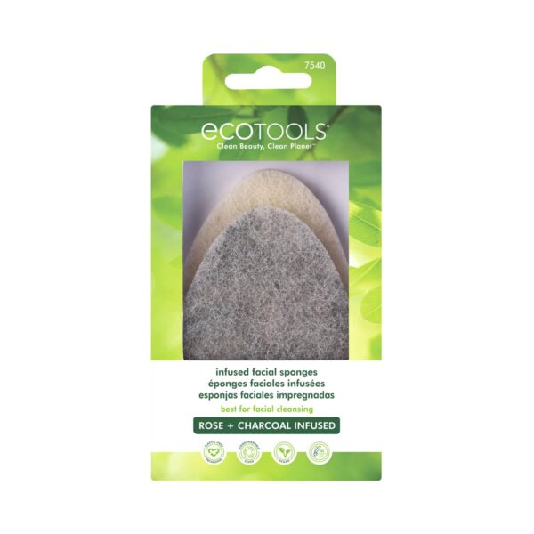 Ecotools Charcoal & Rose Facial Sponges Set - White & Grey (2 pcs) - Ecotools