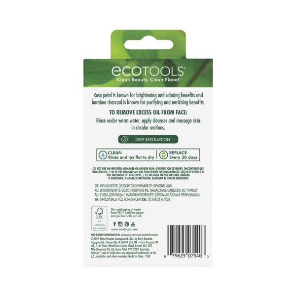 Ecotools Charcoal & Rose Facial Sponges Set - White & Grey (2 pcs) - Ecotools