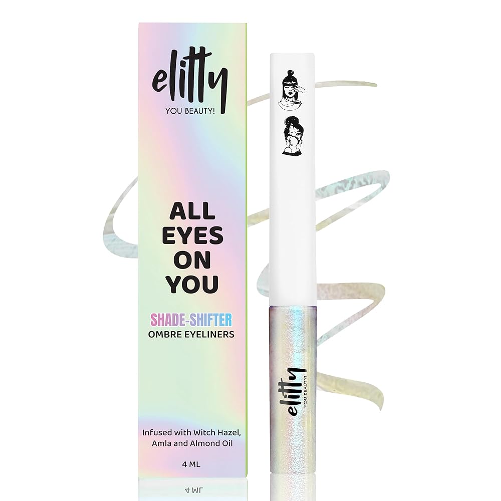 Elitty Holographic Eyeliner 4g - Fairycore With Ombre Shimmery Finish | Long Lasting, Waterproof, Smudge Proof Liquid Eyeliner | Quick Drying Formula With Monochrome Effect -...