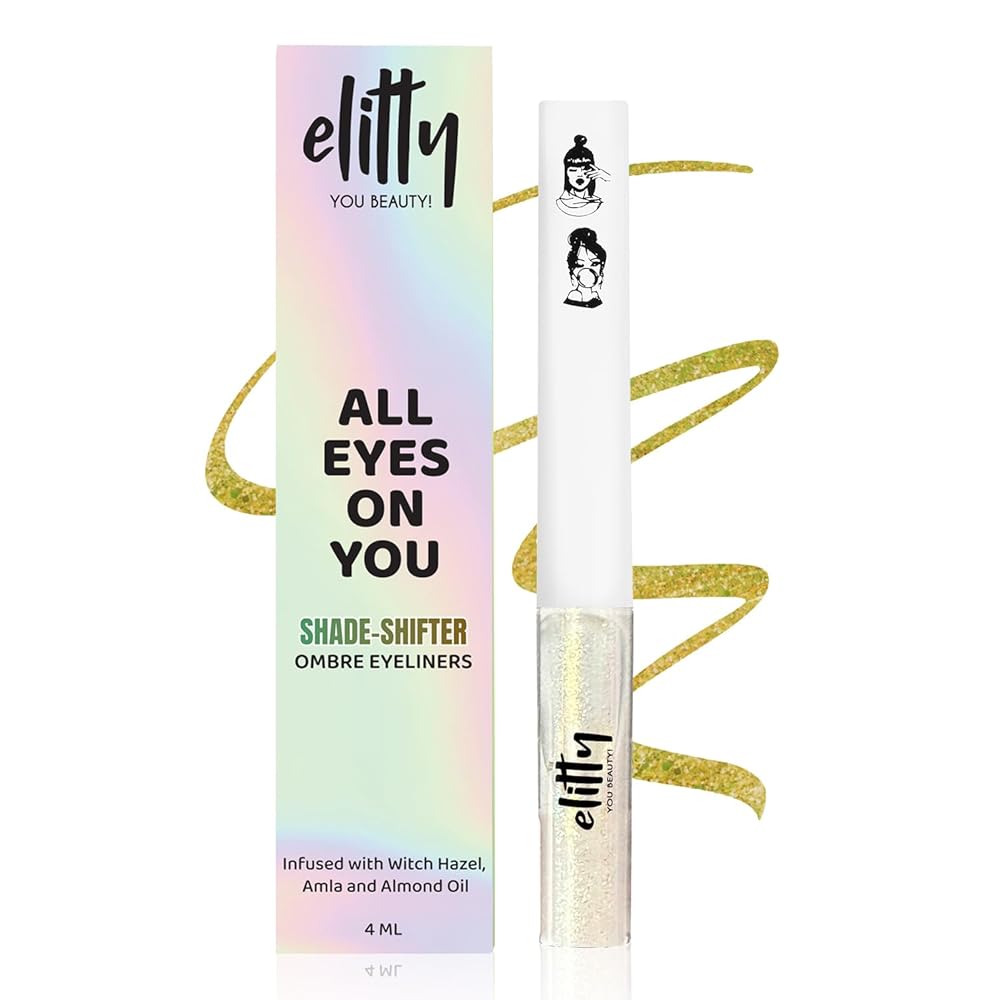 Elitty Holographic Eyeliner 4g - Halo With Ombre Shimmery Finish | Long Lasting, Waterproof, Smudge Proof Liquid Eyeliner | Quick Drying Formula With Monochrome Effect - Shade...