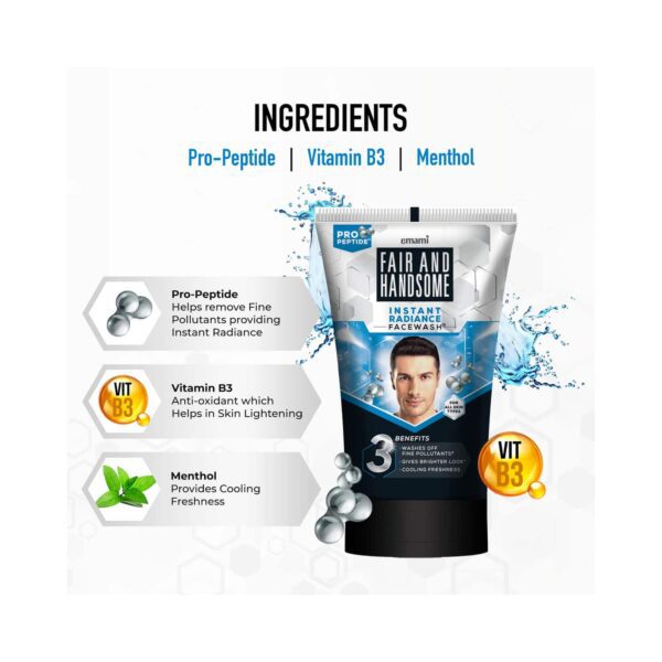 Emami Fair And Handsome Instant Radiance Facewash (100g) - Emami