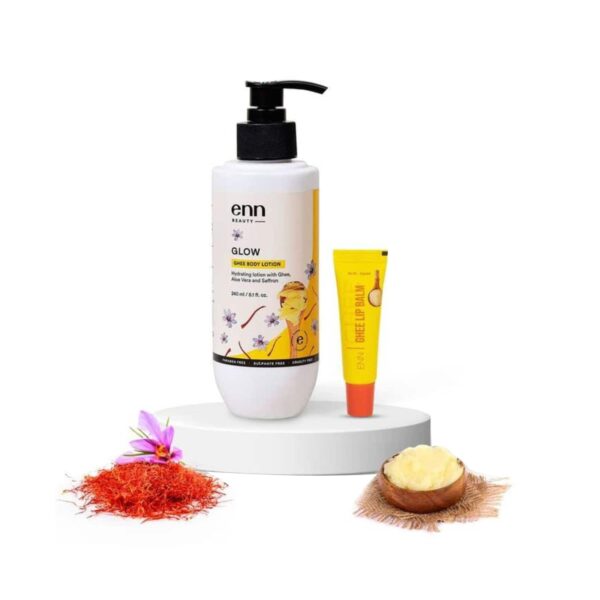 ENN Glow Ghee Body Lotion And Ghee Lip Balm Combo Kit (240ml) - ENN