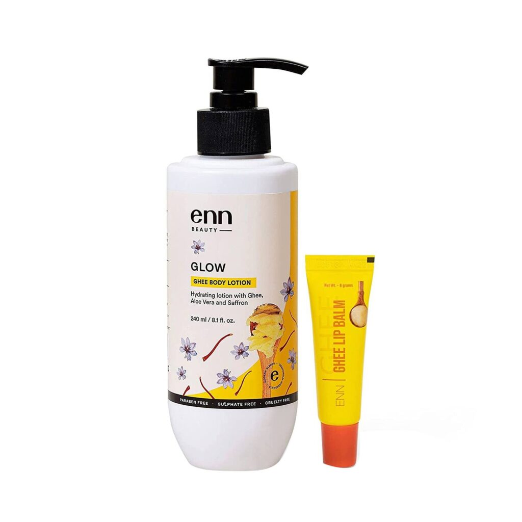 ENN Glow Ghee Body Lotion And Ghee Lip Balm Combo Kit (240ml) - ENN