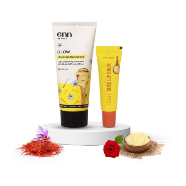 ENN Glow Ghee Face Moisturiser And Ghee Lip Balm Combo Kit (68g) - ENN