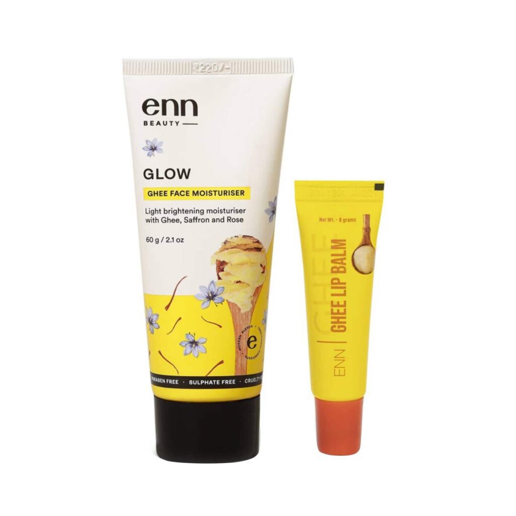 ENN Glow Ghee Face Moisturiser And Ghee Lip Balm Combo Kit (68g) - ENN