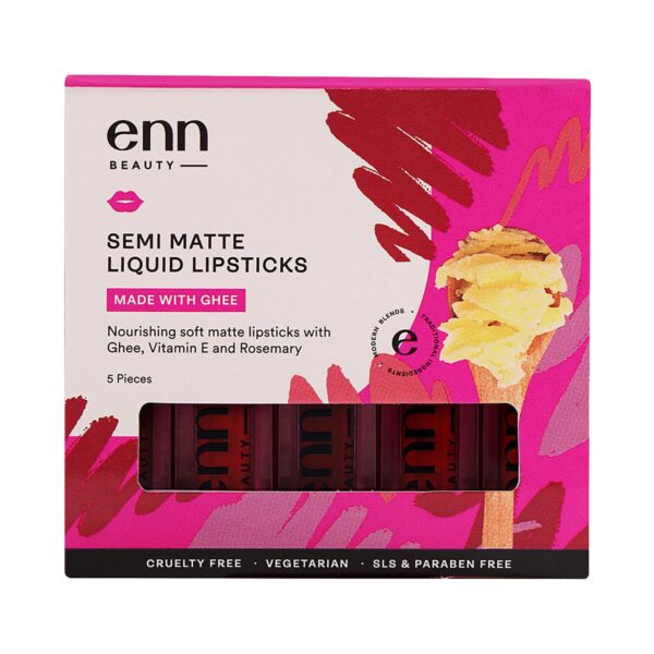 ENN Semi Matte Liquid Lipsticks - Multi-Color (5pcs) - ENN