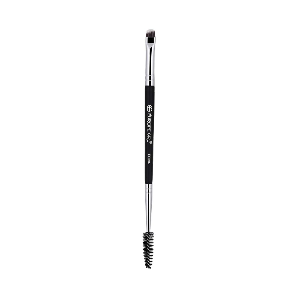 Europe Girl 94 Double Ends Angled Eyebrow Brush & Spoolie Brush - Black & Silver - Europe Girl