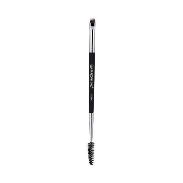 Europe Girl 94 Double Ends Angled Eyebrow Brush & Spoolie Brush - Black & Silver - Europe Girl