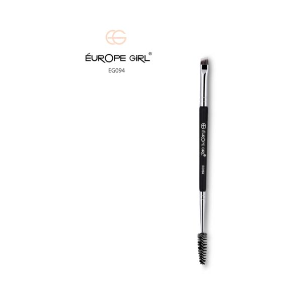 Europe Girl 94 Double Ends Angled Eyebrow Brush & Spoolie Brush - Black & Silver - Europe Girl