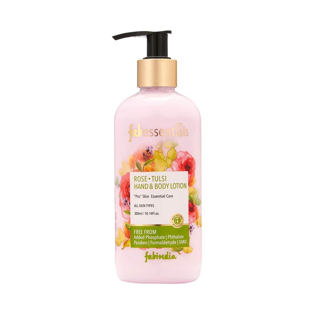 Fabessentials by Fabindia Rose Tulsi Hand & Body Lotion (300ml) - Fabessentials by Fabindia