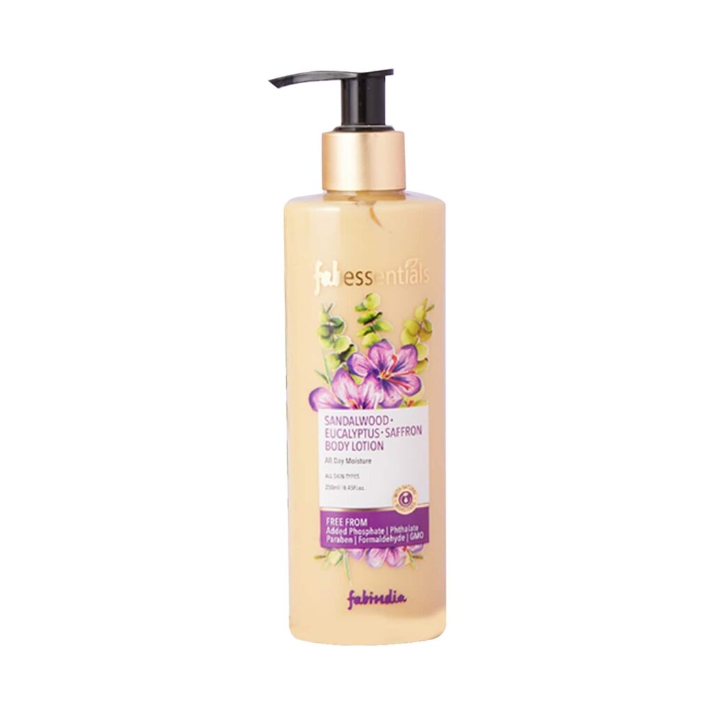 Fabessentials by Fabindia Sandalwood Eucalyptus Saffron Body Lotion (250ml) - Fabessentials by Fabindia